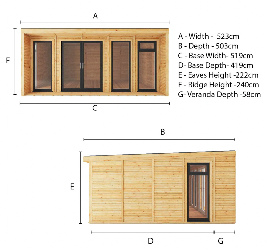 The Creswell Insulated Garden Room 5m x 4m with Anthracite UPVC (Windows & Doors) - Ornate Outbuildings