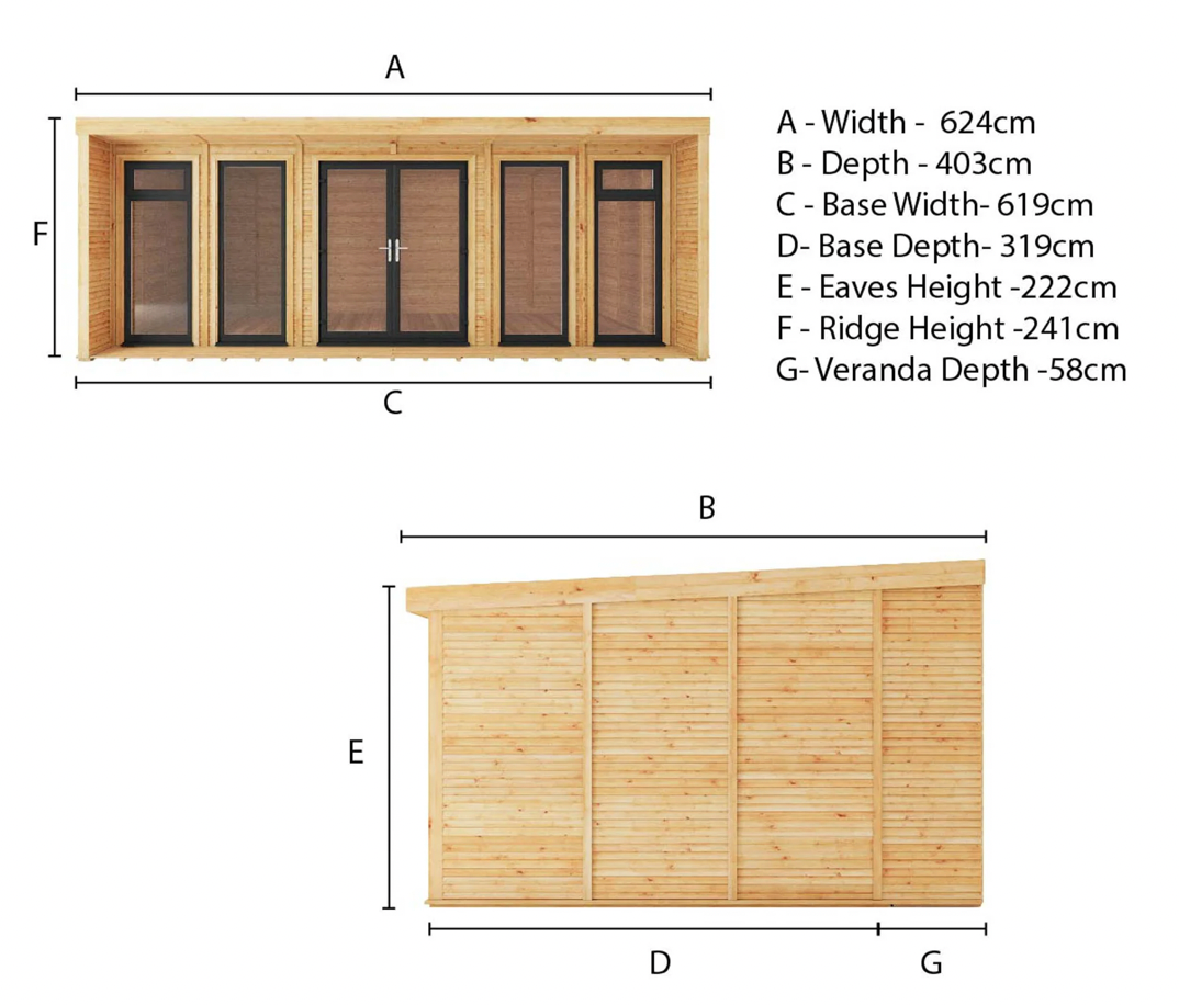 The Creswell Insulated Garden Room 6m x 3m with Anthracite UPVC (Windows & Doors) - Ornate Outbuildings