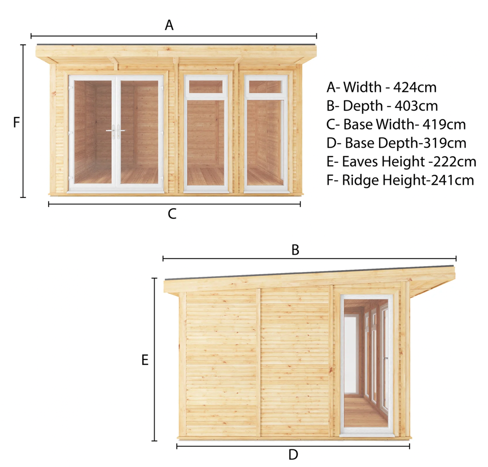 The 4m x 3m Edwinstowe Insulated Garden Room with White UPVC (Windows & Doors) - Ornate Outbuildings