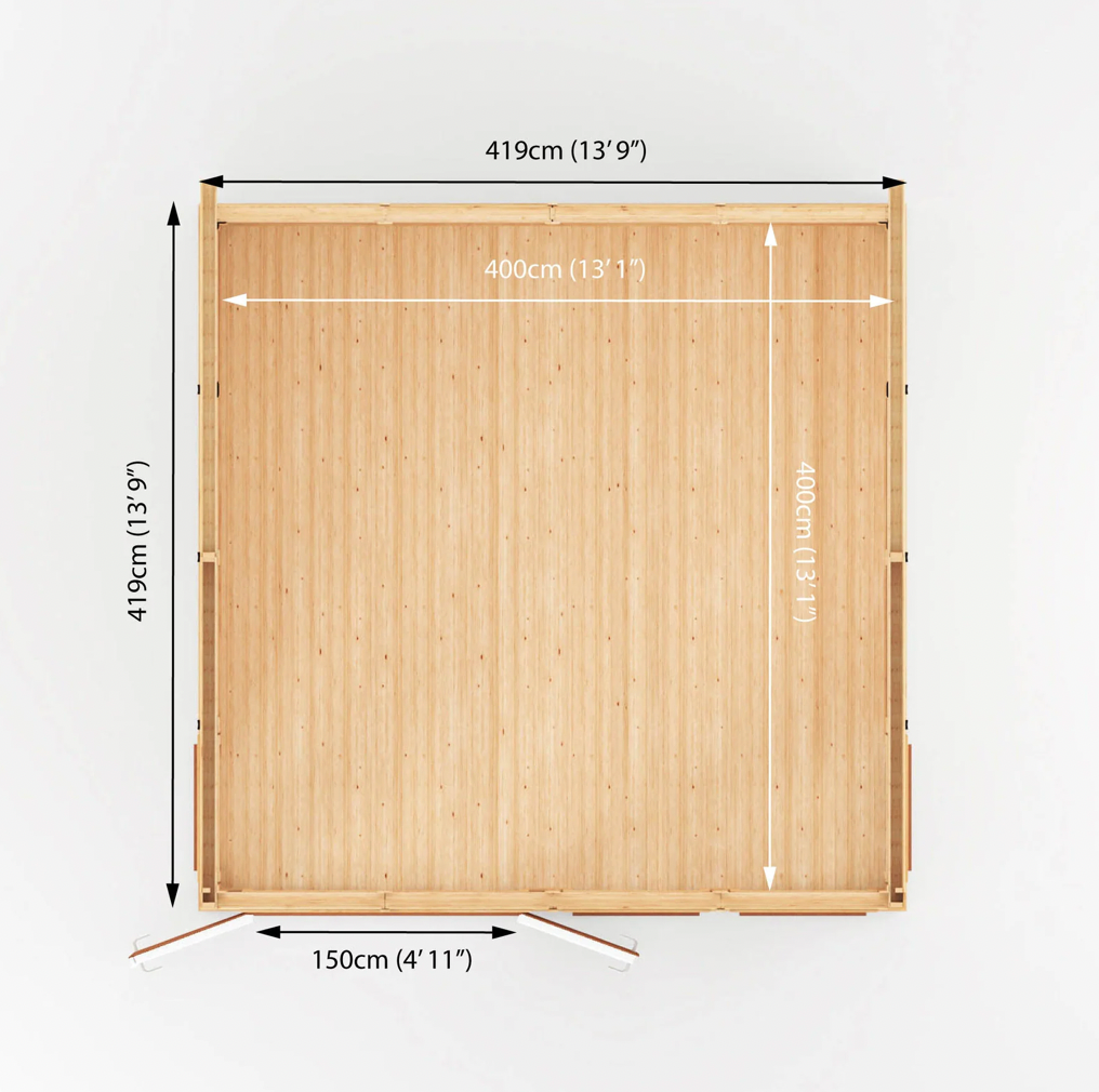 The 4m x 4m Edwinstowe Insulated Garden Room with Oak UPVC (Windows & Doors) - Ornate Outbuildings