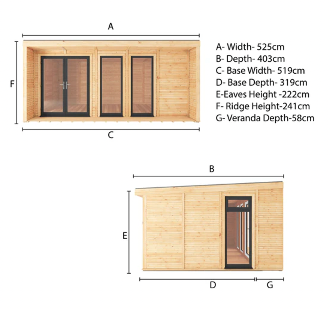 The 5m x 3m Edwinstowe Insulated Garden Room with Anthracite UPVC (Windows & Doors) - Ornate Outbuildings