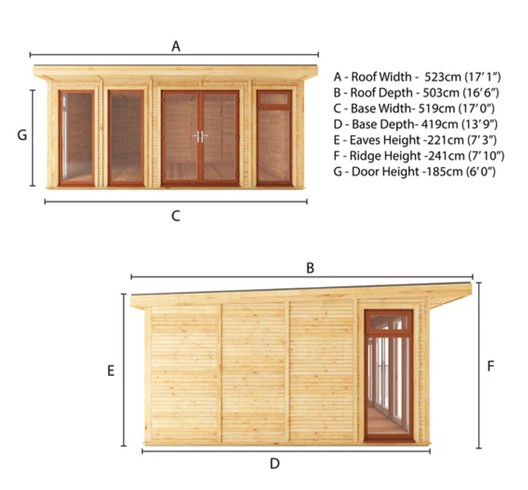 The Edwinstowe Insulated Garden Room 5m x 4m with Oak UPVC (Windows & Doors) - Ornate Outbuildings
