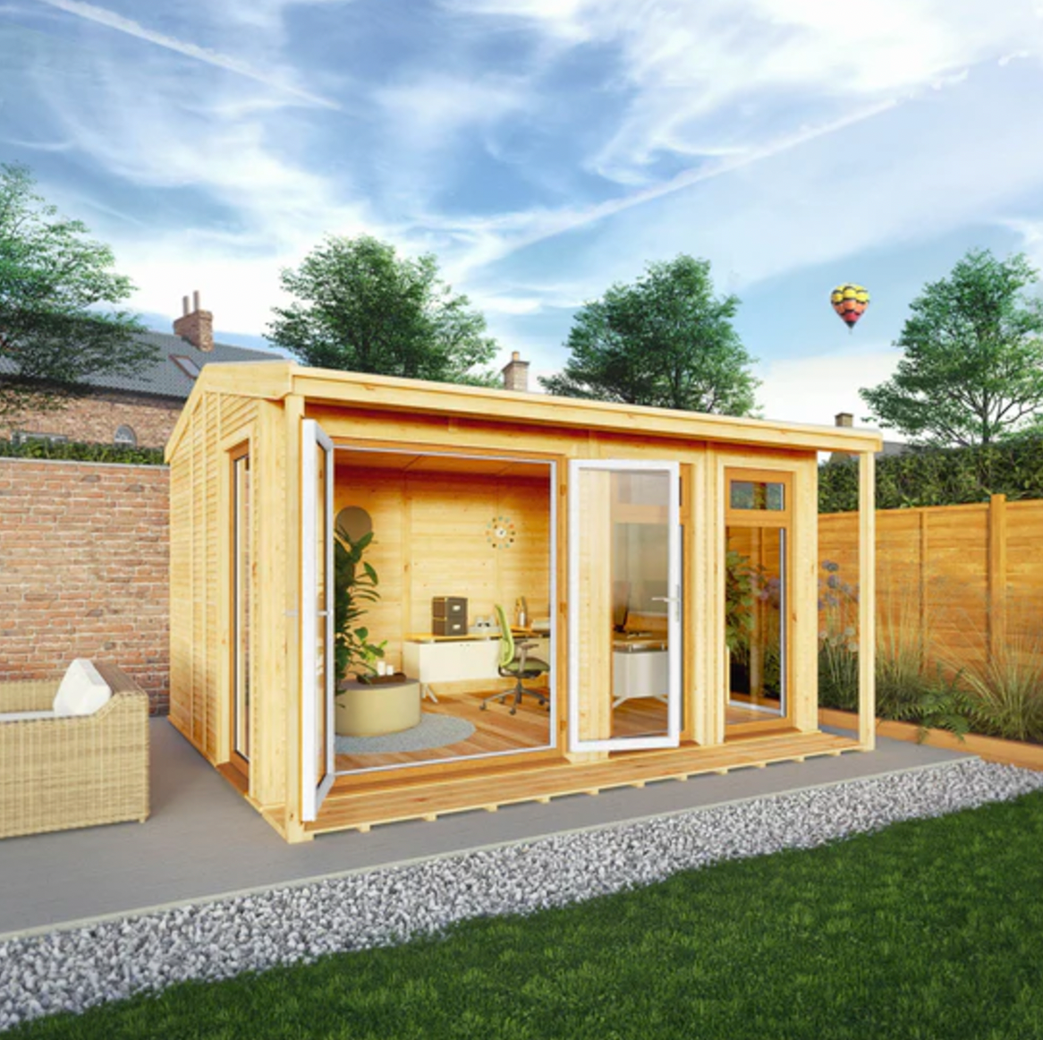 The 4m x 3m Thoresby Insulated Garden Room with Oak UPVC ( Windows & Doors ) - Ornate Outbuildings