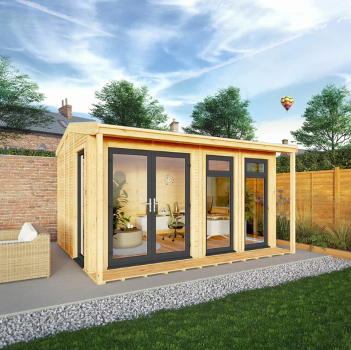 The 4m x 3m Thoresby Insulated Garden Room with Anthracite UPVC (Windows & Doors) - Ornate Outbuildings
