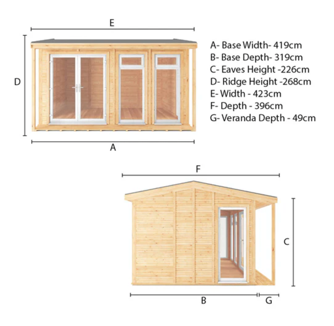 The 4m x 3m Thoresby Insulated Garden Room with White UPVC (Windows & Doors) - Ornate Outbuildings