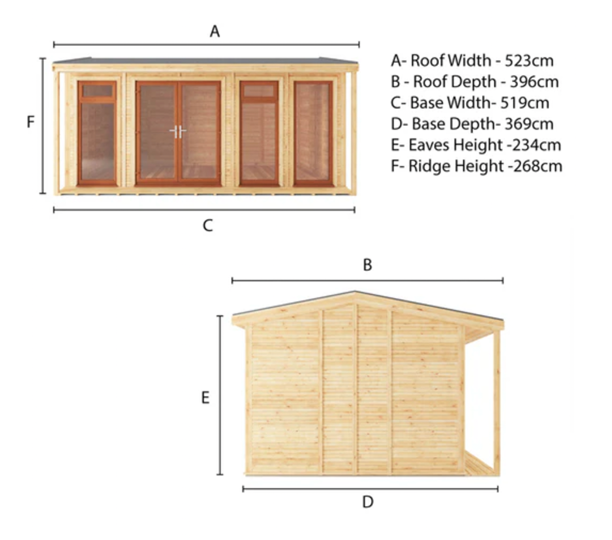 The 5m x 3m Thoresby Insulated Garden Room with Oak UPVC (Windows & Doors) - Ornate Outbuildings