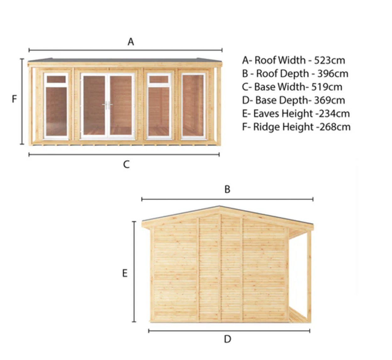 The 5m x 3m Thoresby Insulated Garden Room with White UPVC (Windows & Doors) - Ornate Outbuildings