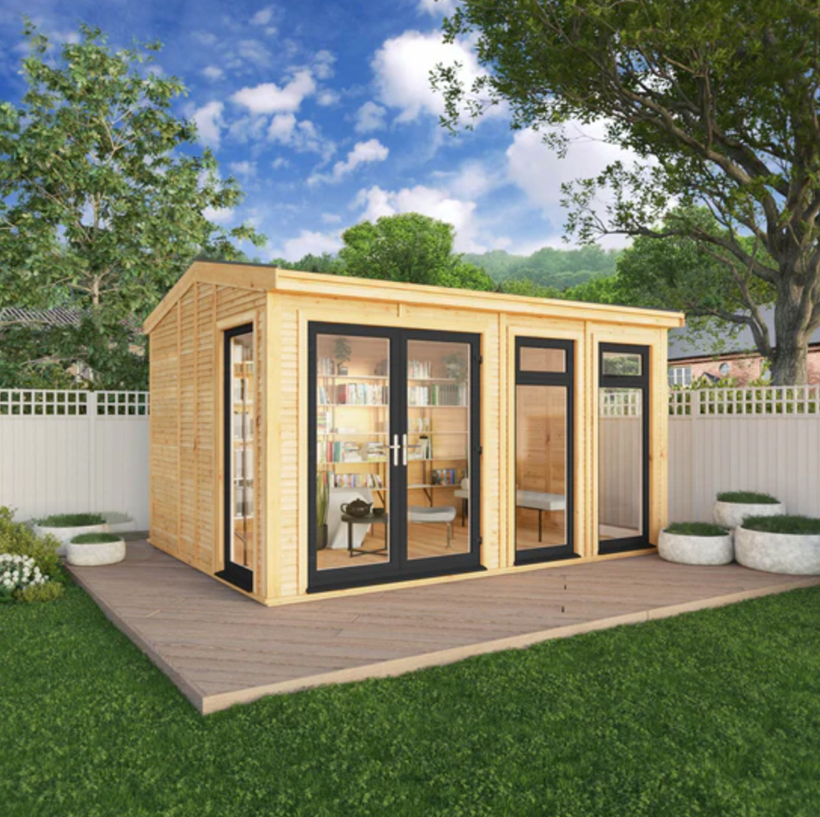 The Rufford Insulated Garden Room 4m x 3m with Anthracite UPVC ( Windows & Doors) - Ornate Outbuildings