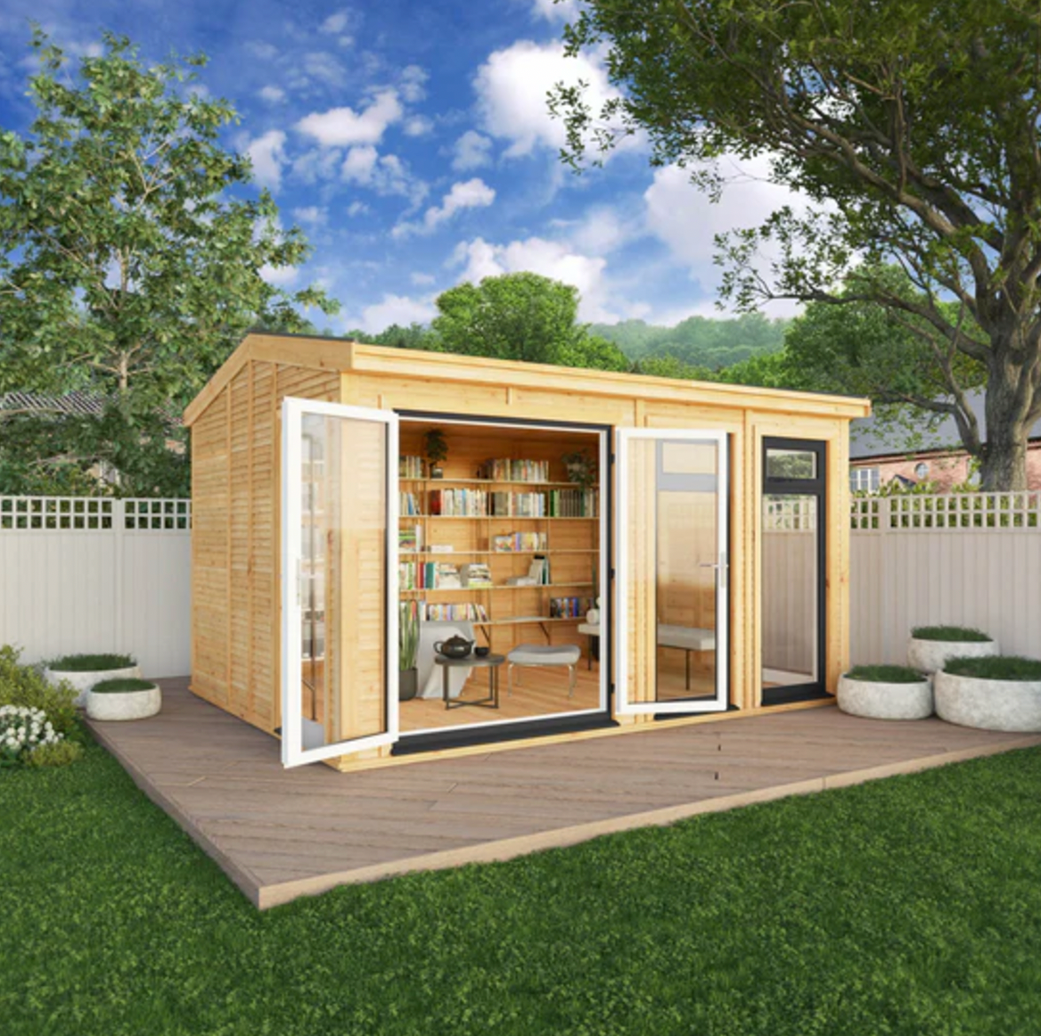 The Rufford Insulated Garden Room 4m x 3m with Anthracite UPVC ( Windows & Doors) - Ornate Outbuildings