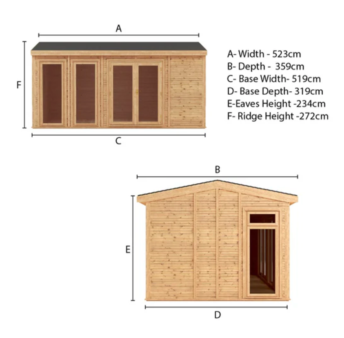 The Rufford Insulated Garden Room 5m x 3m - Ornate Outbuildings