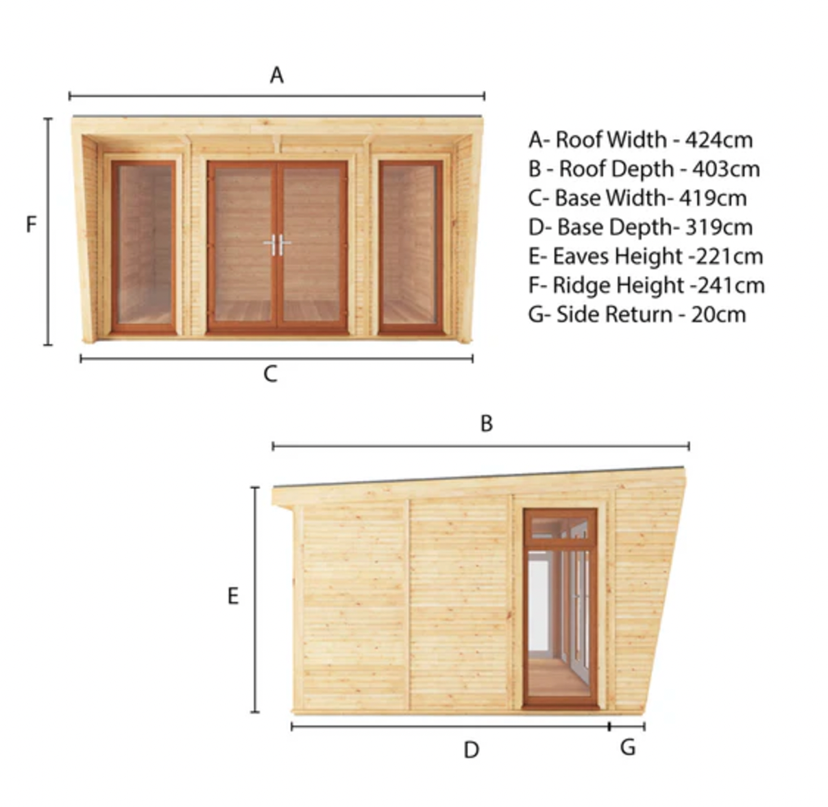 The Harlow Insulated Garden Room 4m x 3m with Oak UPVC (Windows & Doors) - Ornate Outbuildings