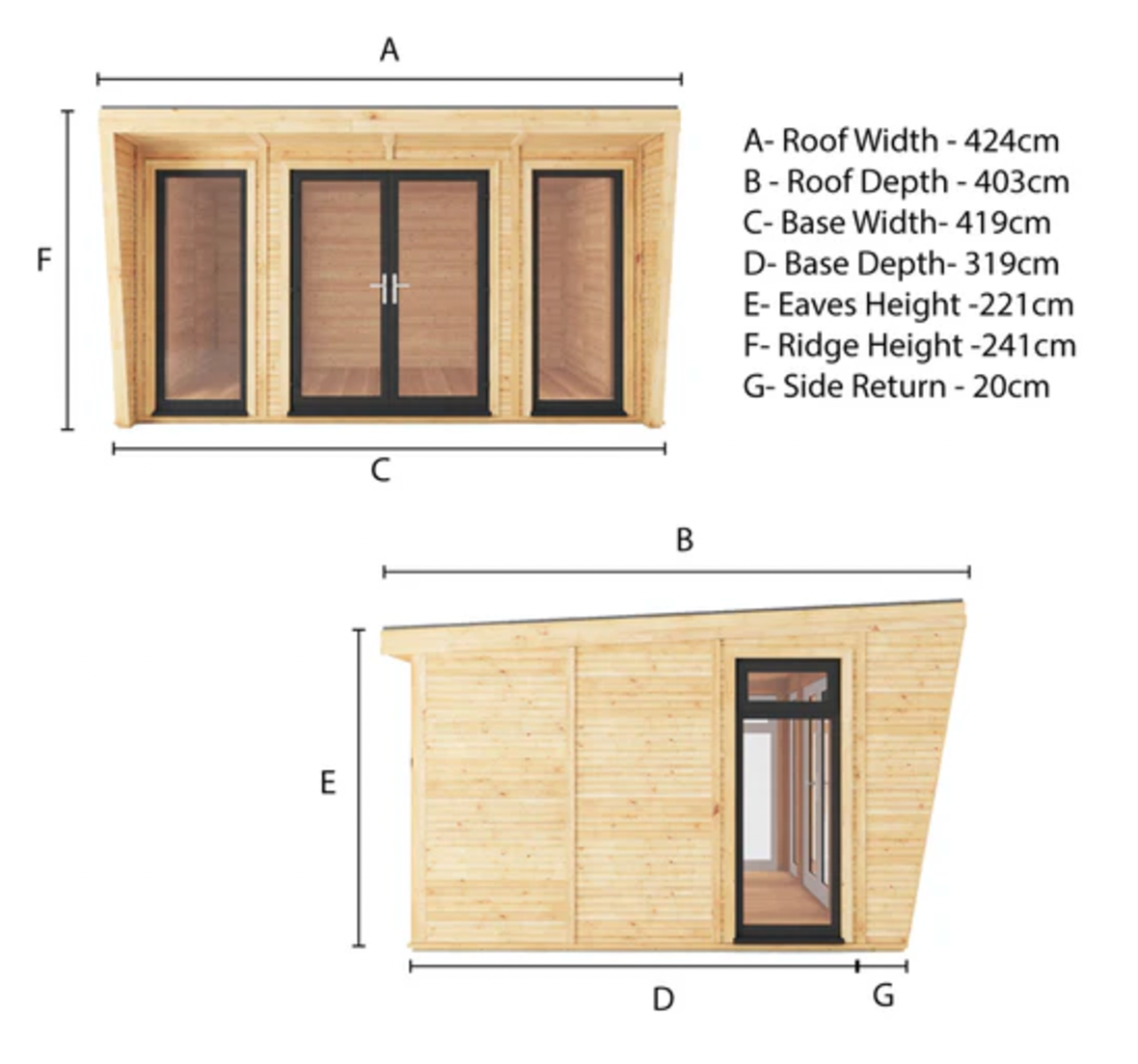 The Harlow Insulated Garden Room 4m x 3m with Anthracite UPVC (Windows & Doors) - Ornate Outbuildings