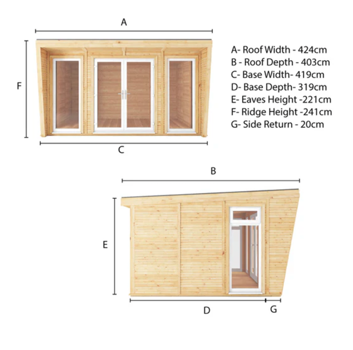 The Harlow Insulated Garden Room 4m x 3m with White UPVC (Windows & Doors) - Ornate Outbuildings