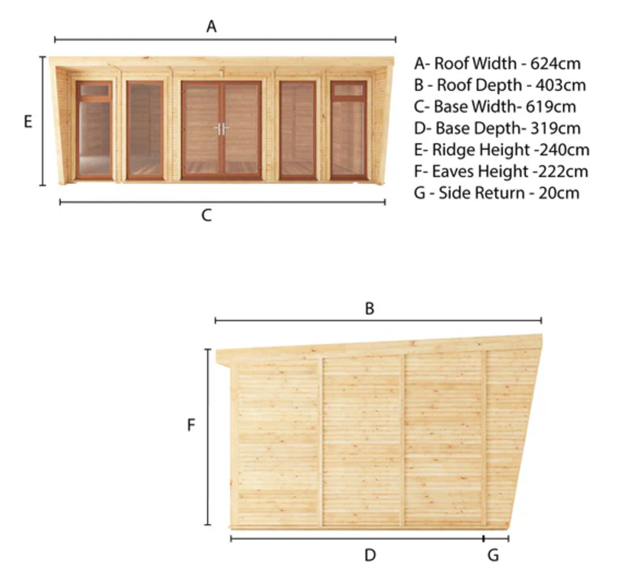 The 6m x 3m Harlow Insulated Garden Room with Oak UPVC (Windows & Doors) - Ornate Outbuildings