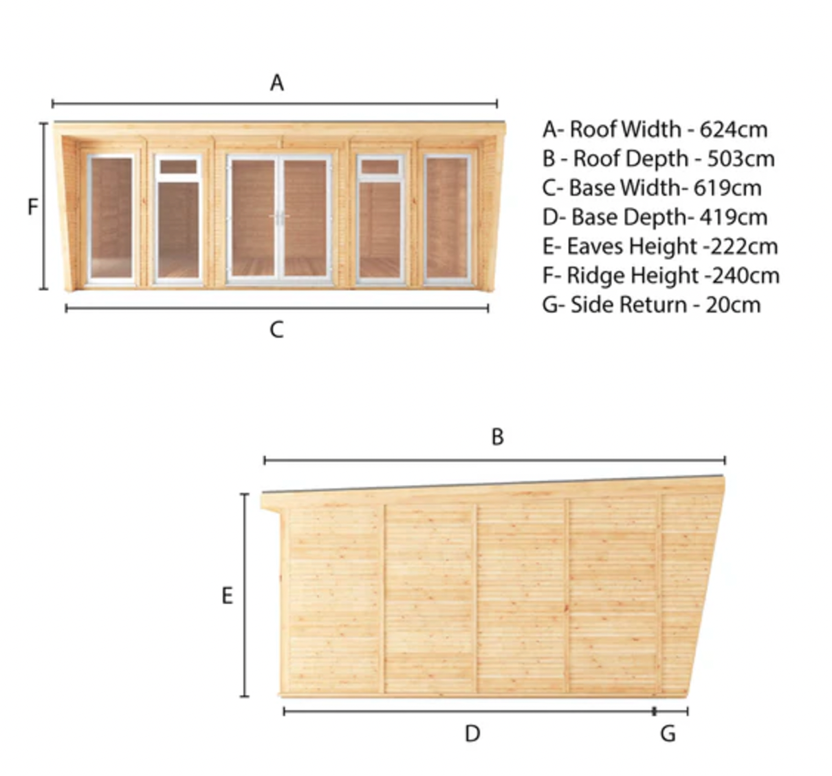 The 6m x 4m Harlow Insulated Garden Room with White UPVC (Windows & Doors) - Ornate Outbuildings