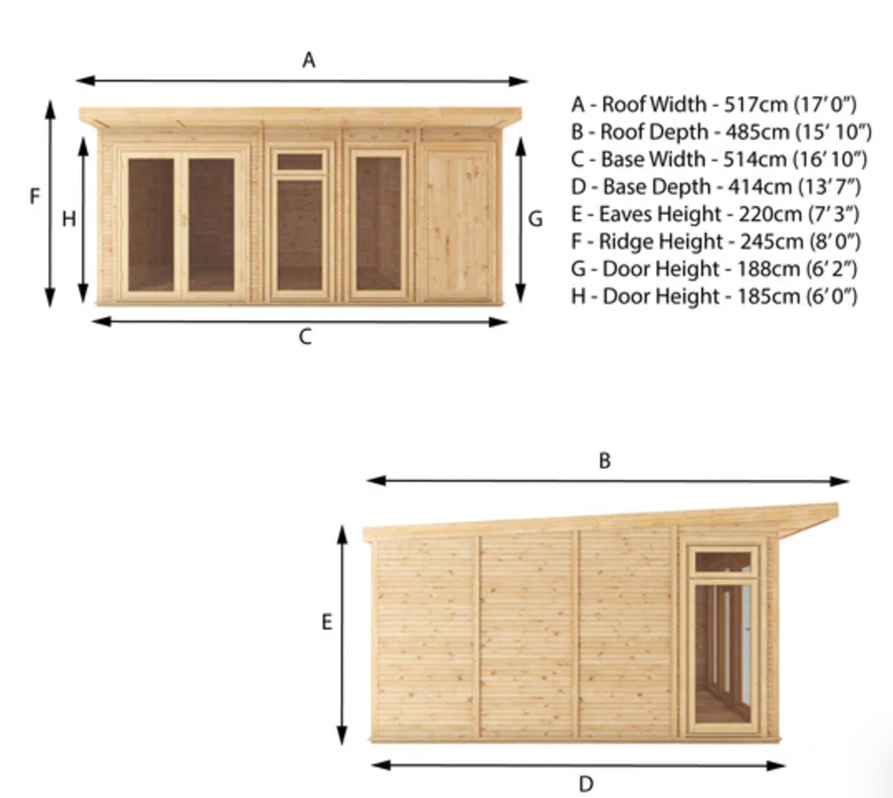 5m x 4m Insulated Garden Room with Side Shed - Ornate Outbuildings
