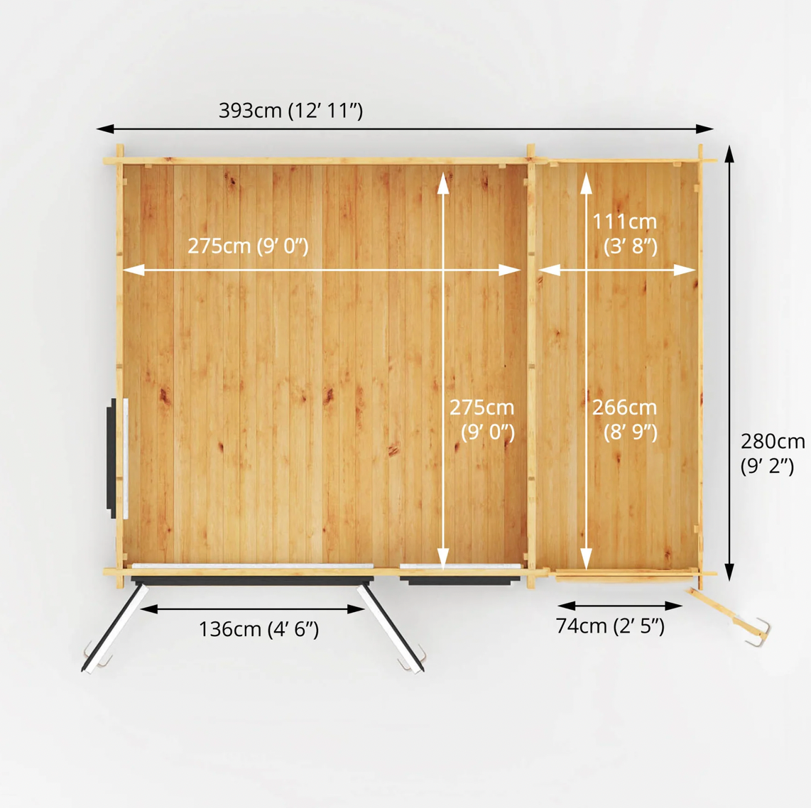 4.1m x 3m Home Office Elite With Side Shed - UPVC Anthracite - Ornate Outbuildings