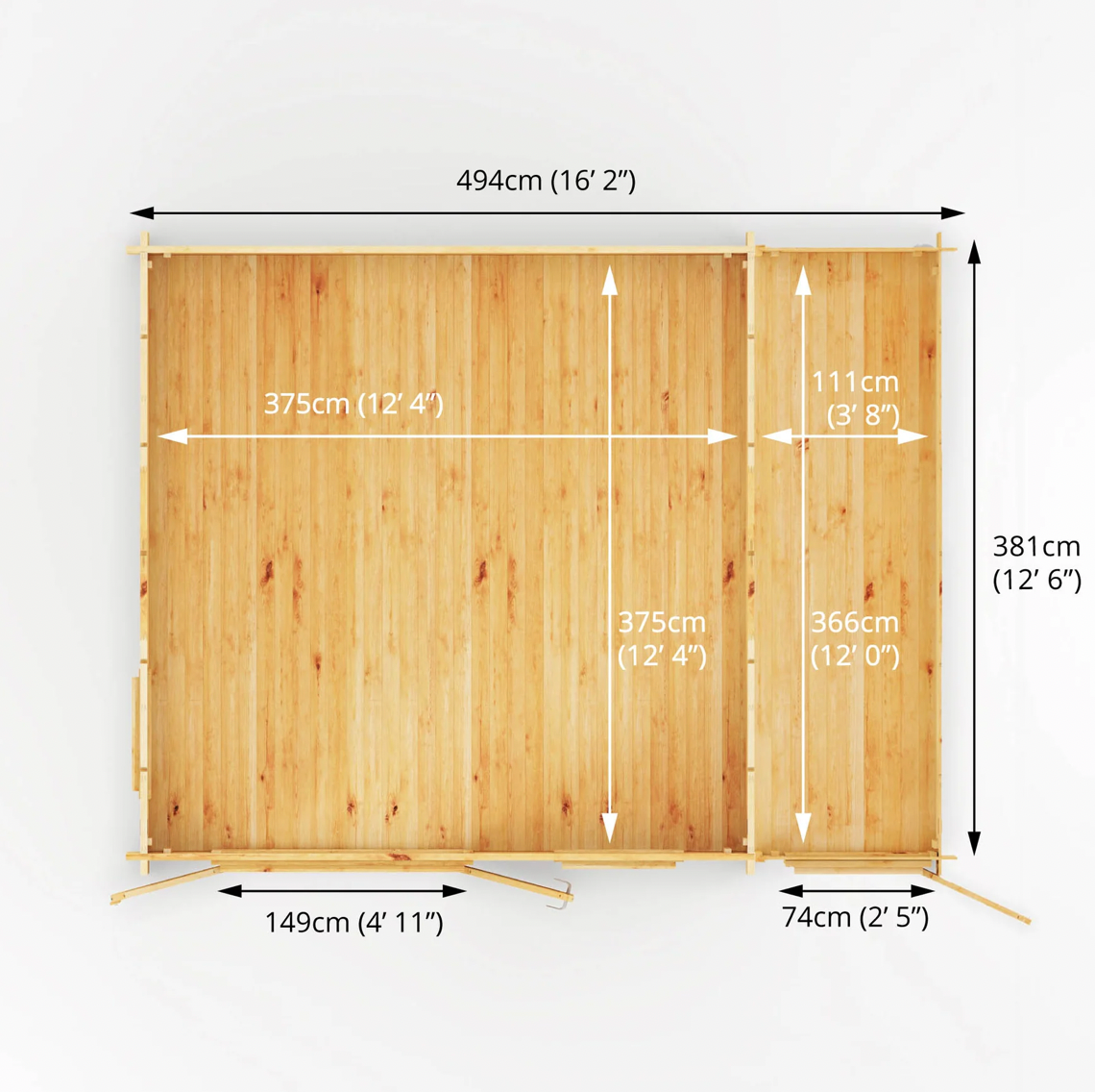 5.1m x 4m Home Office Elite With Side Shed - 44mm - Ornate Outbuildings
