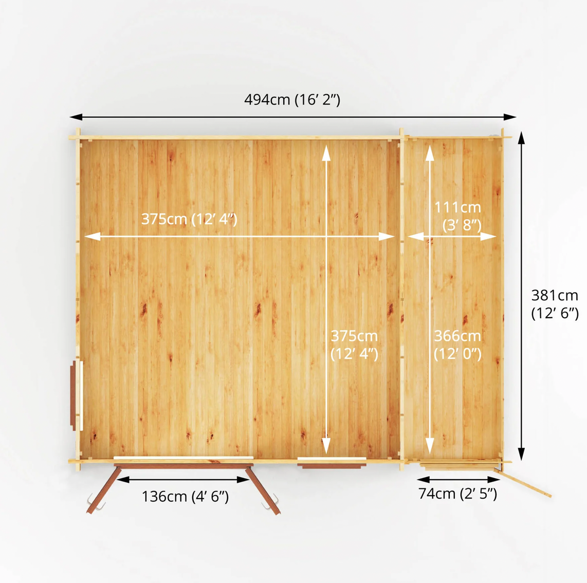 5.1m x 4m Home Office Elite With Side Shed - UPVC Oak - Ornate Outbuildings