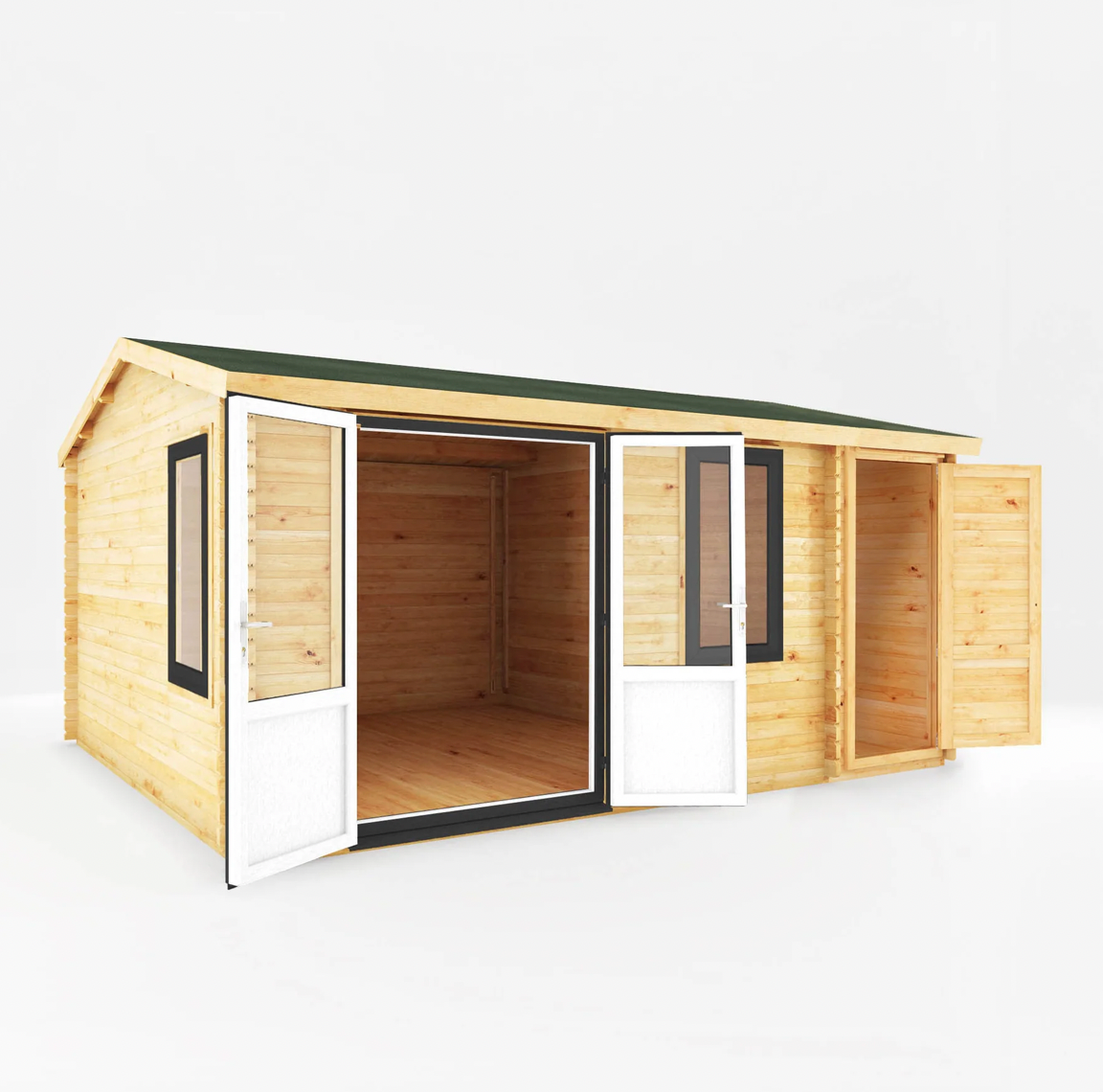 5.1m x 4m Home Office Elite With Side Shed - UPVC Anthracite - Ornate Outbuildings
