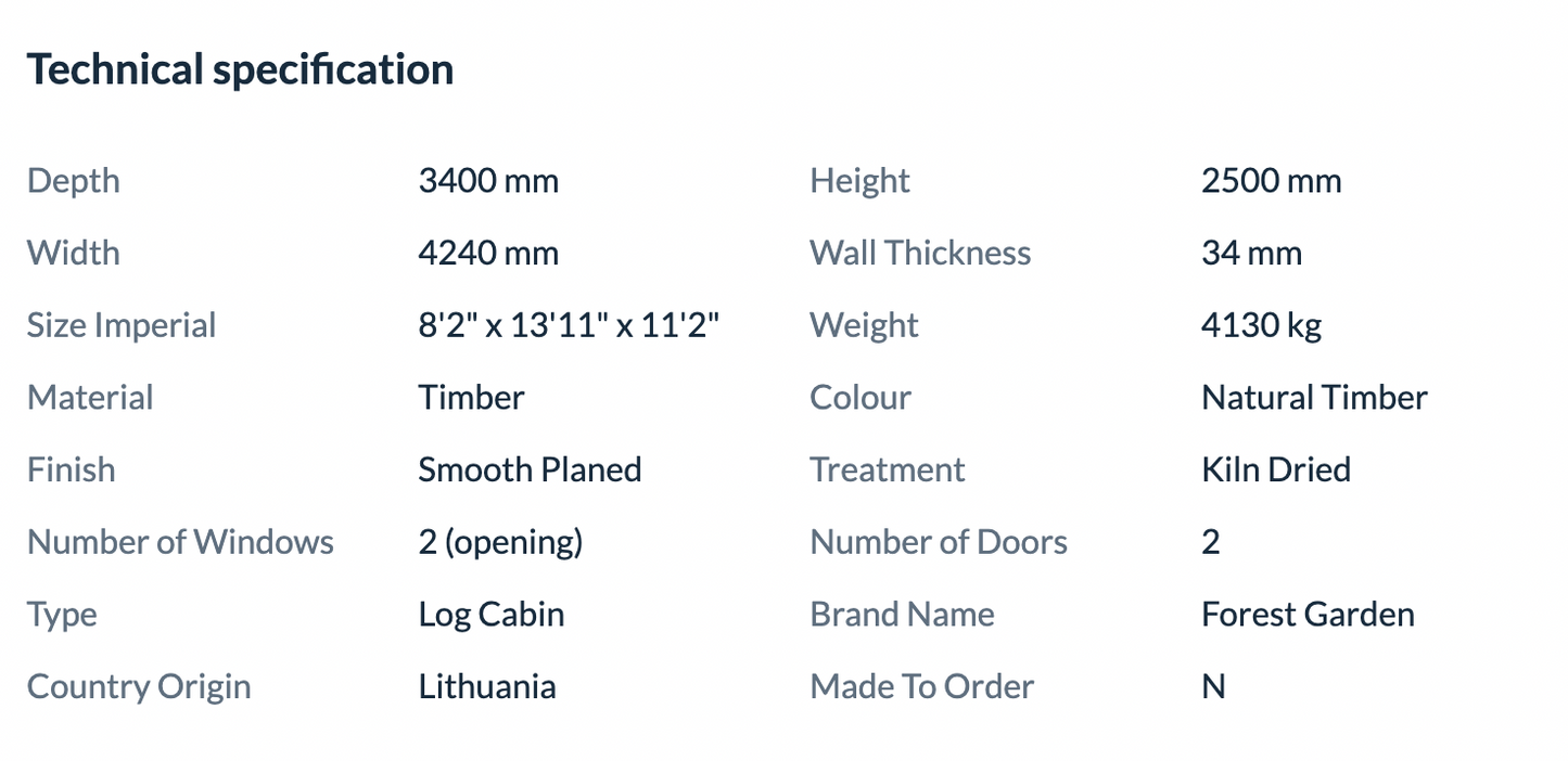 Forest Garden 4 x 3m Chiltern Log Cabin Double Glaze and Underlay Home Delivered - Ornate Outbuildings