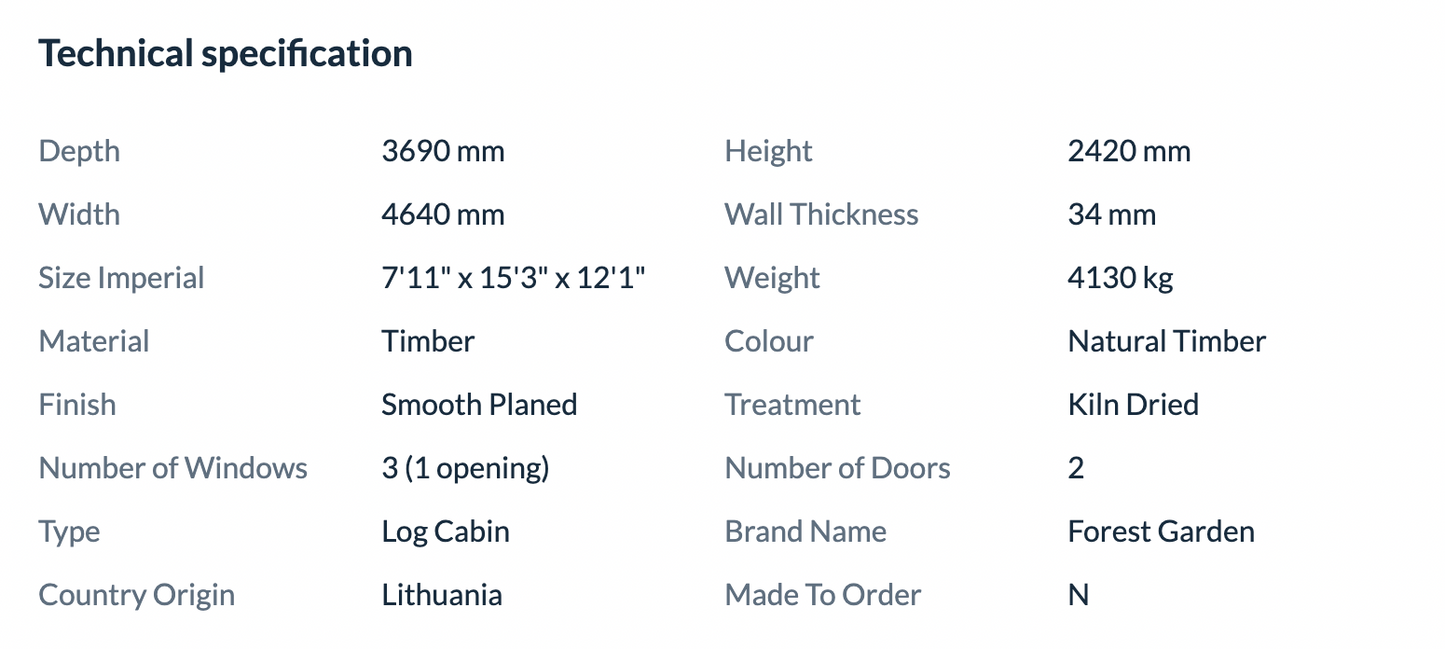 Forest Garden 4 x 3m Melbury Cabin Single Glaze No Underlay Home Delivered - Ornate Outbuildings