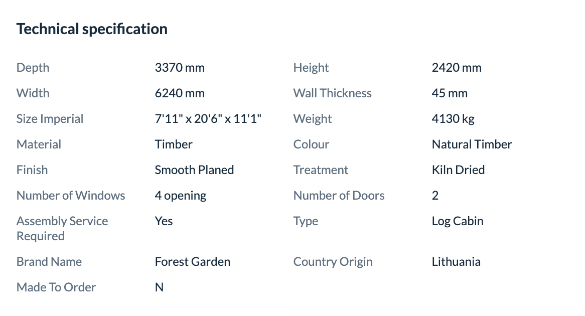 Forest Garden 6 x 3m Arley Log Cabin No Underlay