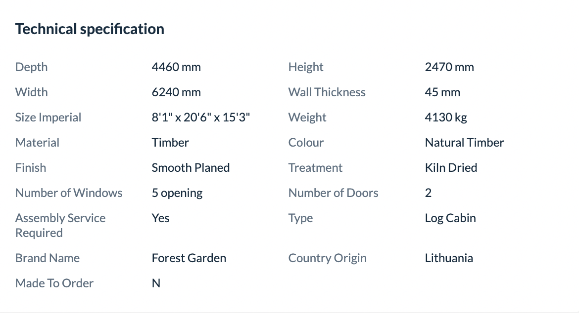 Forest Garden 6 x 4m Blakedown Log Cabin No Underlay