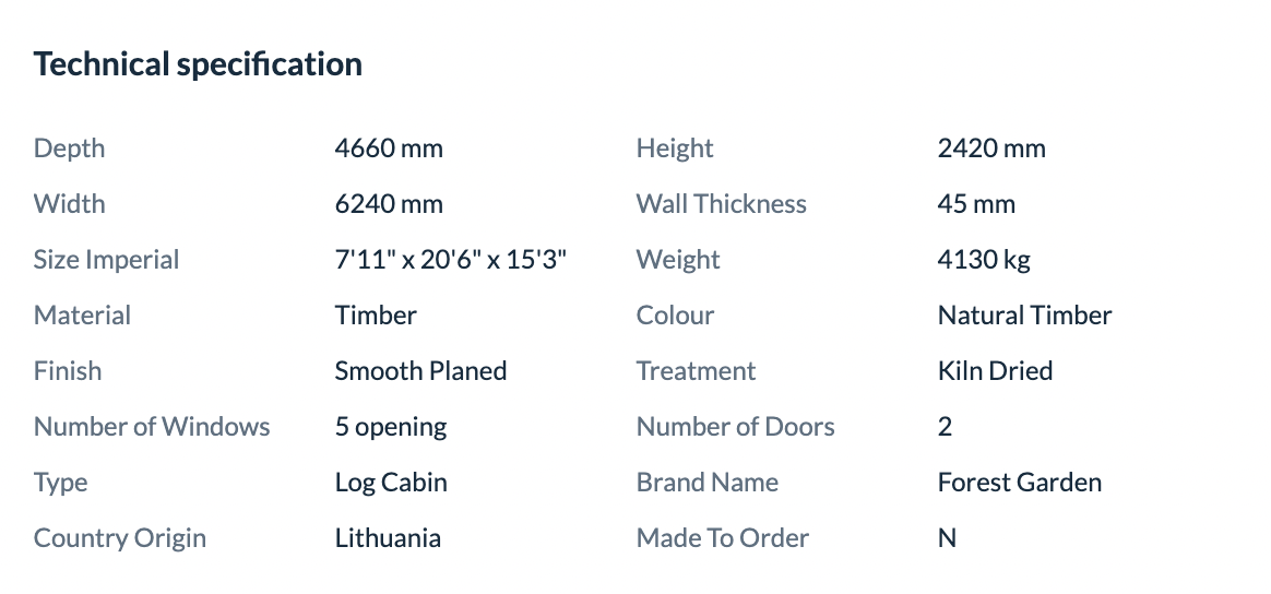Forest Garden 6 x 4m Wolverley Log Cabin No Underlay