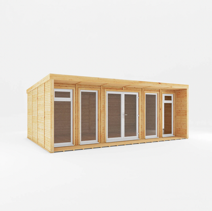 The Creswell Insulated Garden Room 6m x 3m with White UPVC (Windows & Doors) - Ornate Outbuildings 