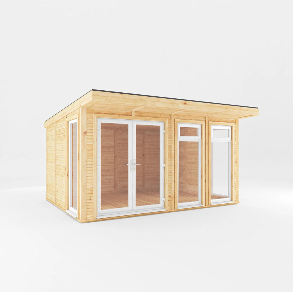 The 4m x 3m Edwinstowe Insulated Garden Room with White UPVC (Windows & Doors) - Ornate Outbuildings 