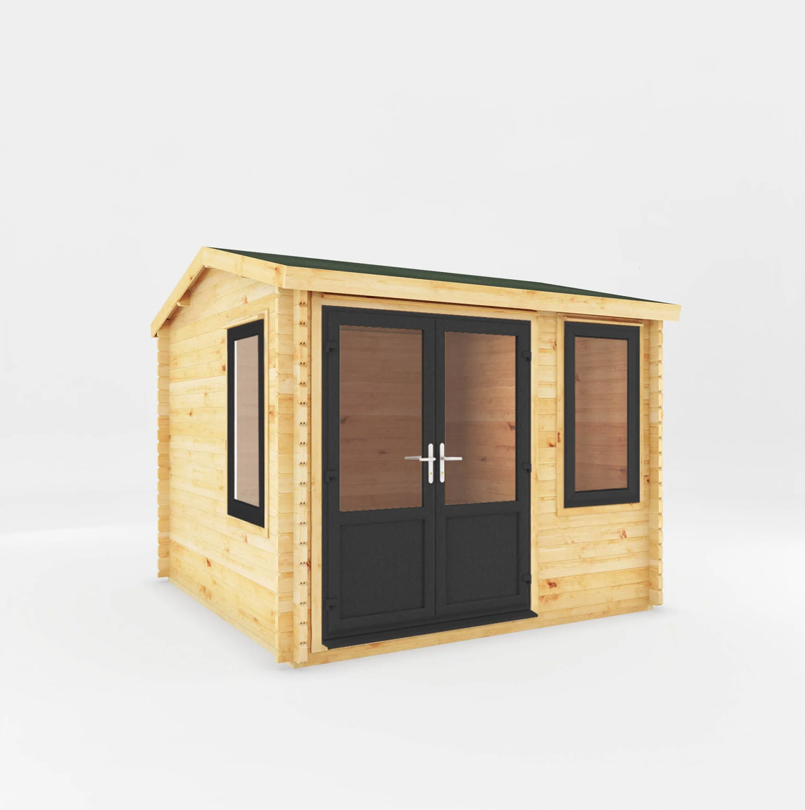 3m x 3m Home Office Elite Log Cabin - UPVC Anthracite - Ornate Outbuildings 