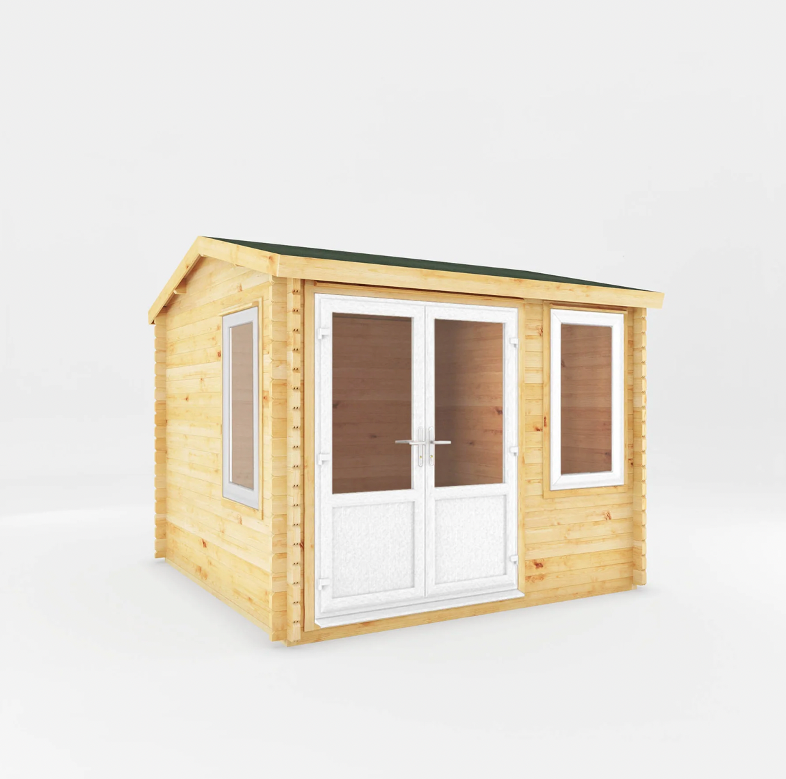 3m x 3m Home Office Elite Log Cabin - UPVC White - Ornate Outbuildings 