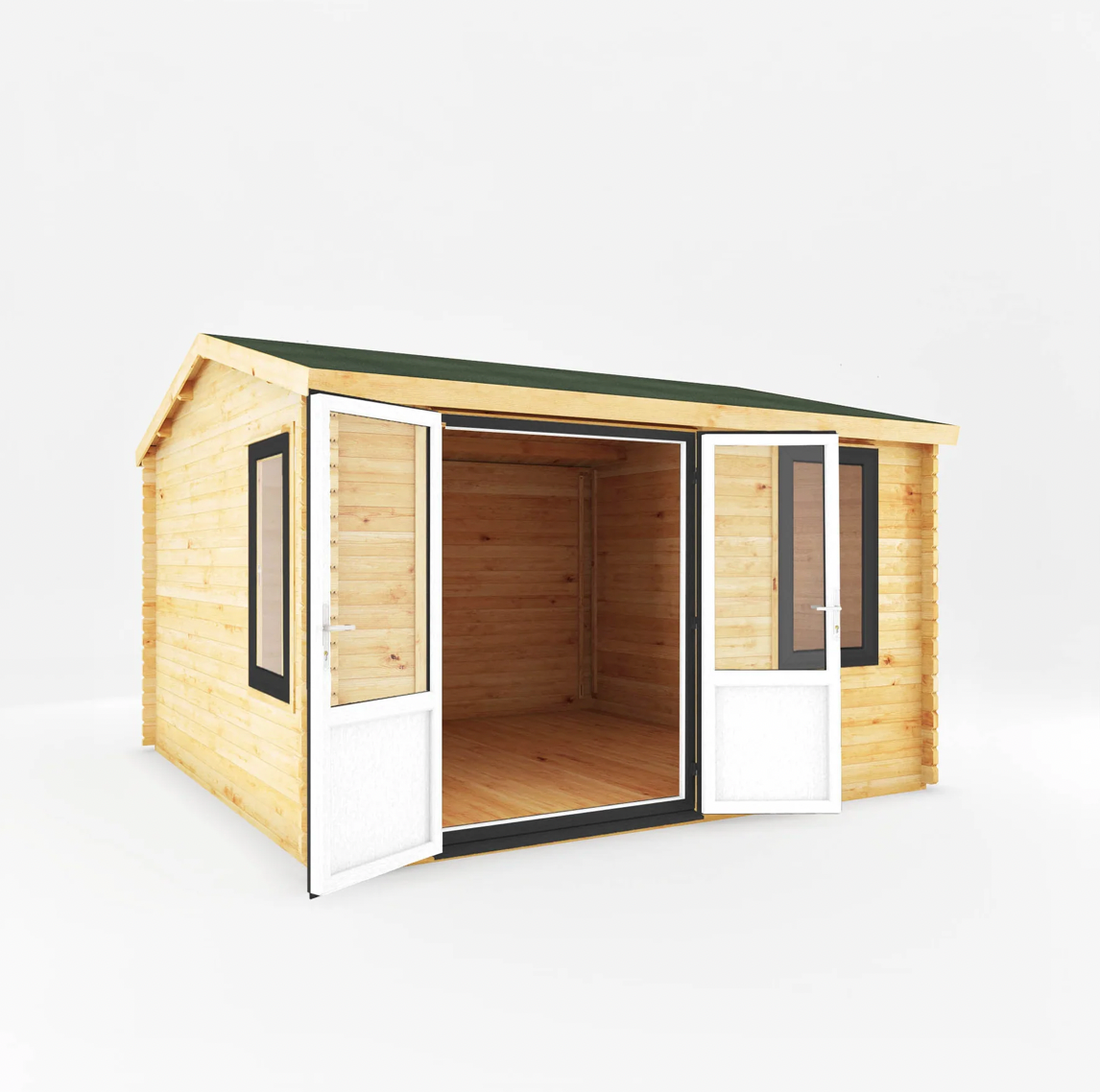 4m x 4m Home Office Elite Log Cabin - UPVC Anthracite - Ornate Outbuildings 