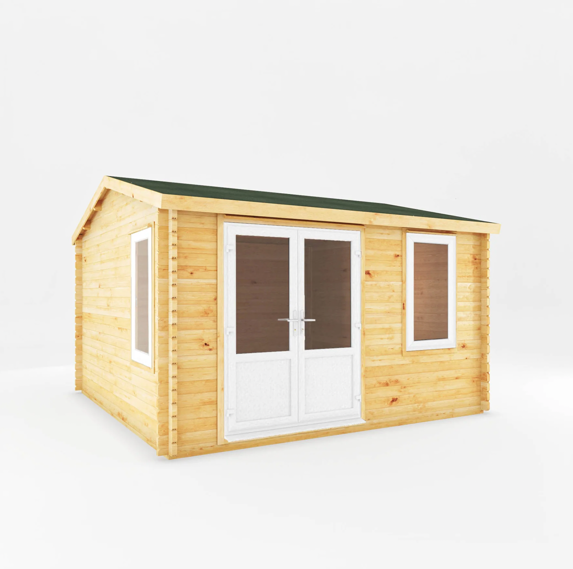 4m x 4m Home Office Elite Log Cabin - UPVC White - Ornate Outbuildings 