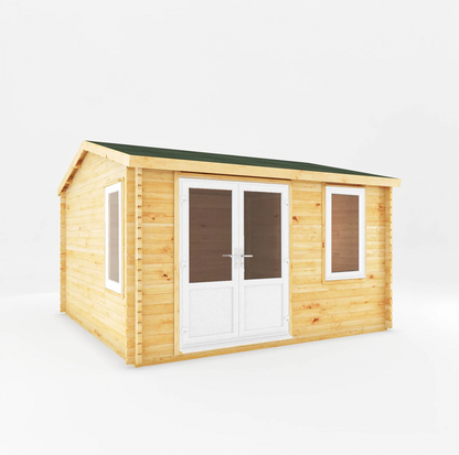 4m x 4m Home Office Elite Log Cabin - UPVC White - Ornate Outbuildings 