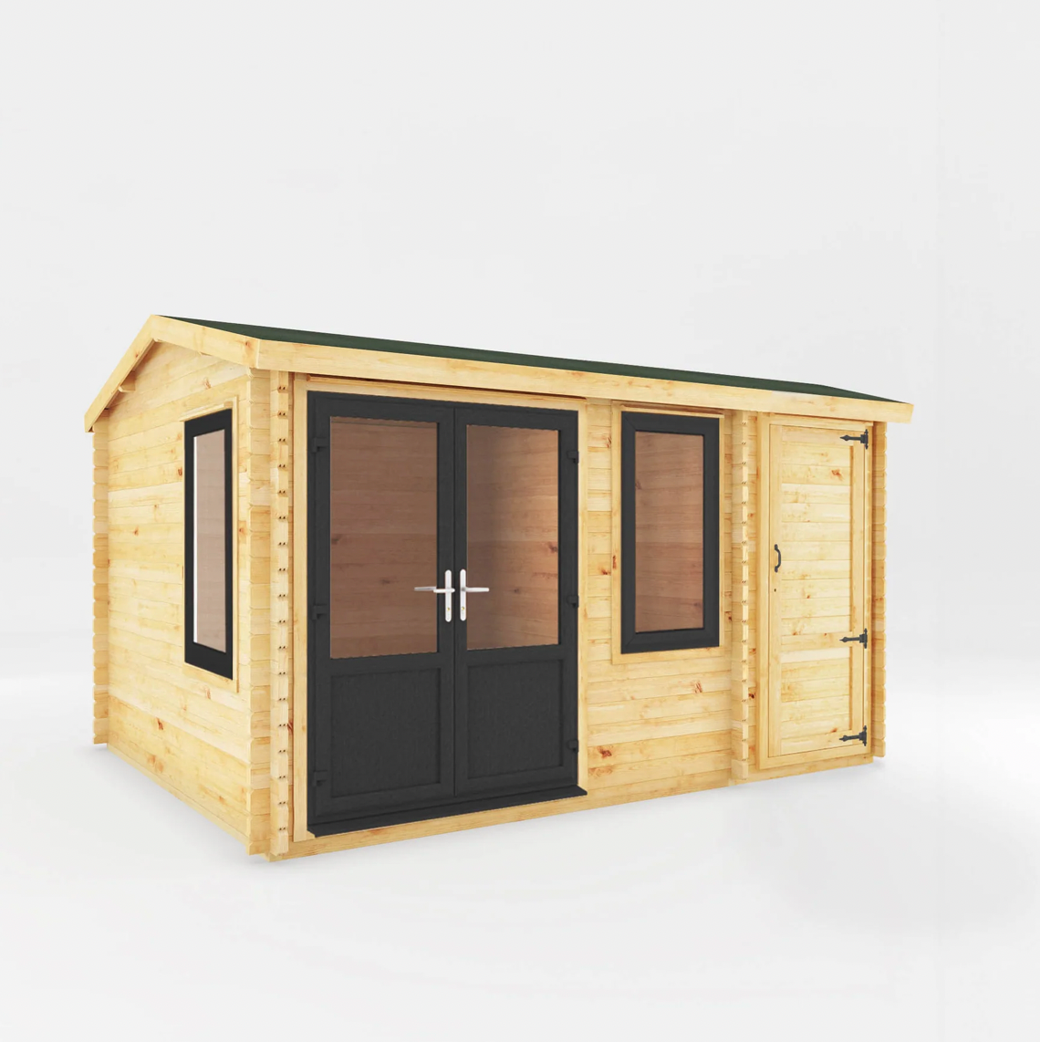 4.1m x 3m Home Office Elite With Side Shed - UPVC Anthracite - Ornate Outbuildings 