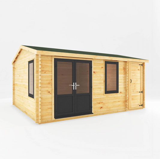 5.1m x 4m Home Office Elite With Side Shed - UPVC Anthracite - Ornate Outbuildings 