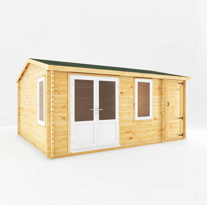 5.1m x 4m Home Office Elite With Side Shed - UPVC White - Ornate Outbuildings 