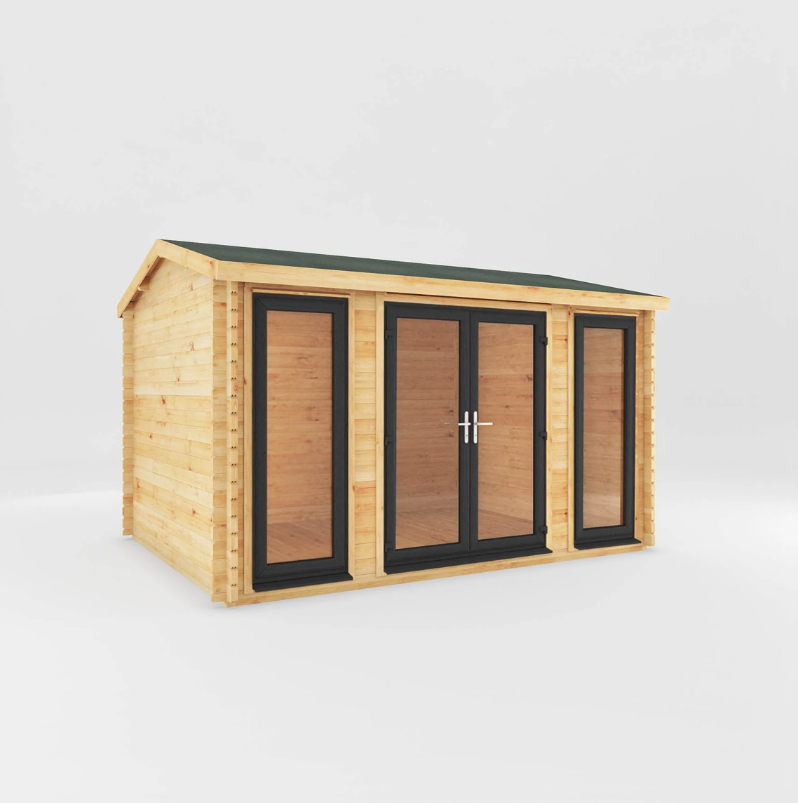 4m x 3m Home Office Studio Log Cabin - UPVC Anthracite - Ornate Outbuildings 