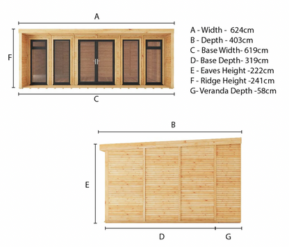 The Creswell Insulated Garden Room 6m x 3m with Anthracite UPVC (Windows & Doors) - Ornate Outbuildings 