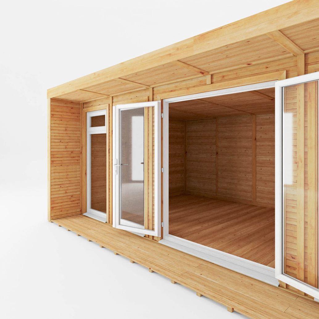 The Creswell Insulated Garden Room 6m x 3m with White UPVC (Windows & Doors) - Ornate Outbuildings 