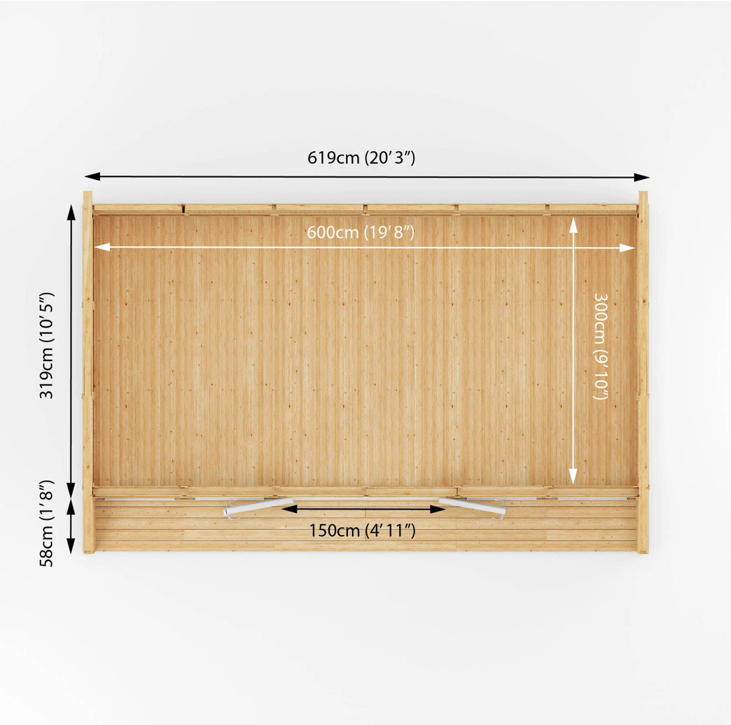 The Creswell Insulated Garden Room 6m x 3m with White UPVC (Windows & Doors) - Ornate Outbuildings 