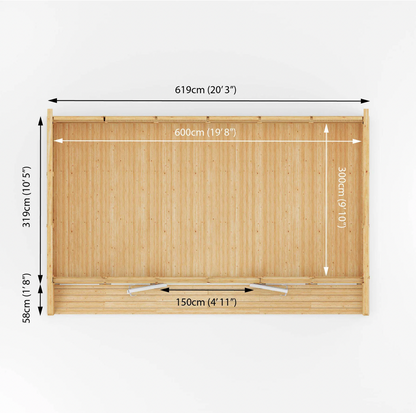 The Creswell Insulated Garden Room 6m x 3m with White UPVC (Windows & Doors) - Ornate Outbuildings 