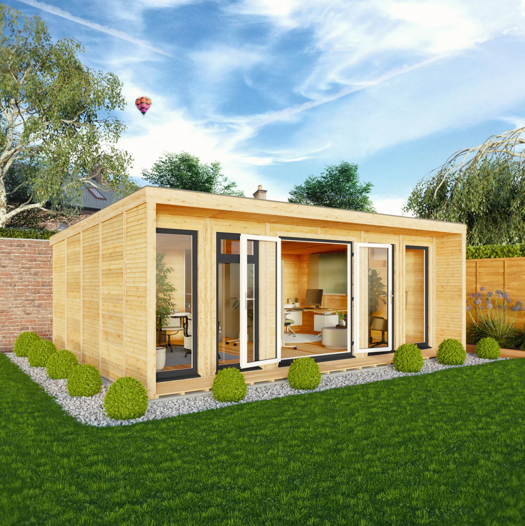 The 6m x 4m Creswell Insulated Garden Room with Anthracite UPVC (Windows & Doors) - Ornate Outbuildings 