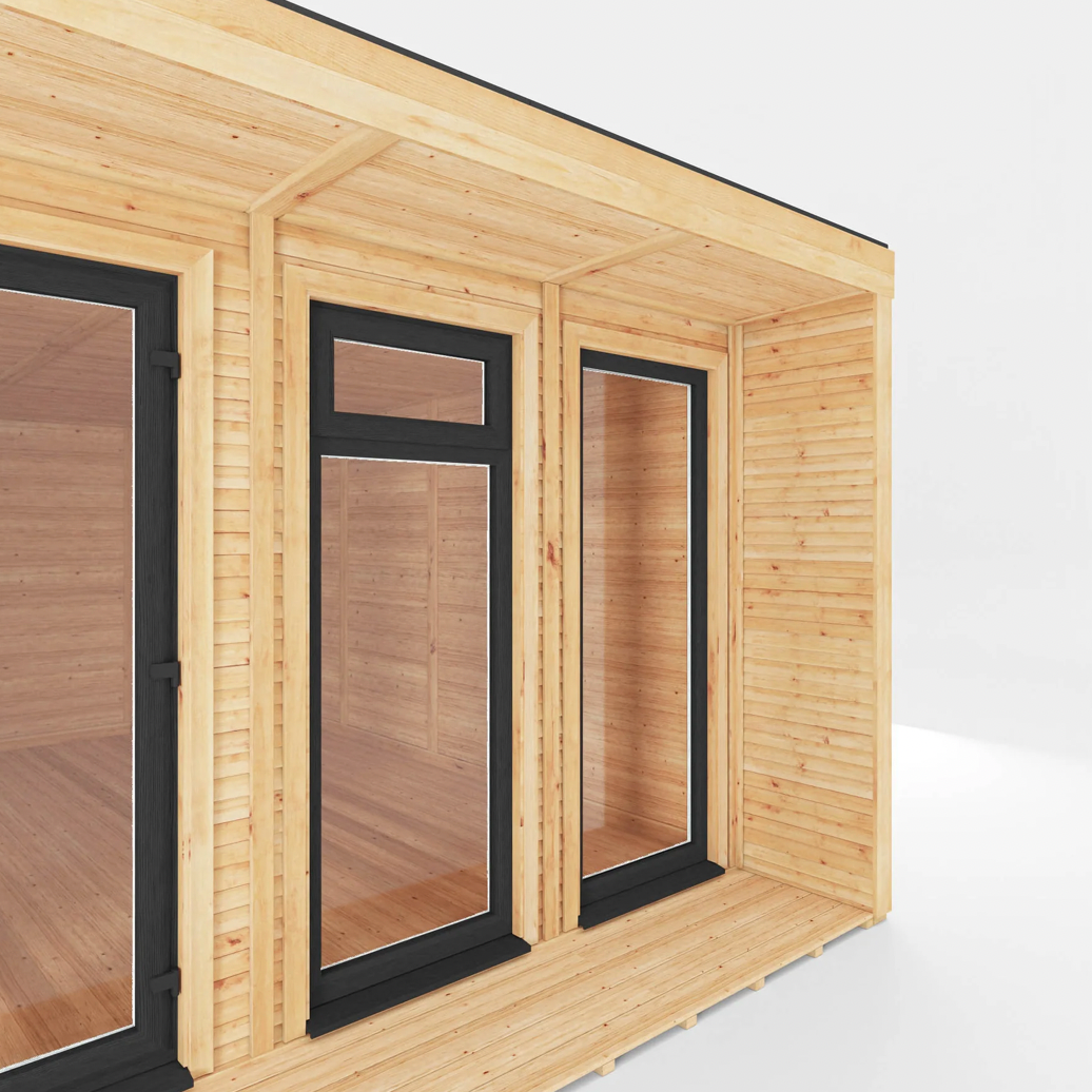 The 6m x 4m Creswell Insulated Garden Room with Anthracite UPVC (Windows & Doors) - Ornate Outbuildings 