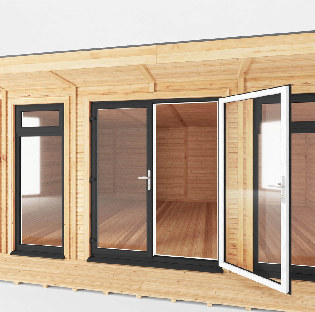 The 6m x 4m Creswell Insulated Garden Room with Anthracite UPVC (Windows & Doors) - Ornate Outbuildings 