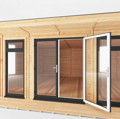 The 6m x 4m Creswell Insulated Garden Room with Anthracite UPVC (Windows & Doors) - Ornate Outbuildings 