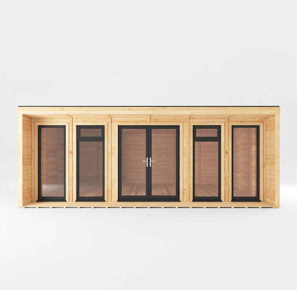 The 6m x 4m Creswell Insulated Garden Room with Anthracite UPVC (Windows & Doors) - Ornate Outbuildings 