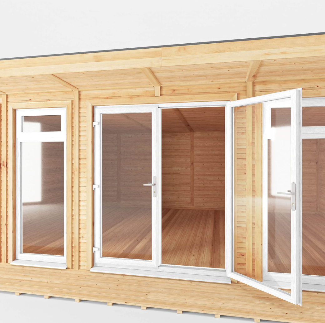 The 6m x 4m Creswell Insulated Garden Room with White UPVC (Windows & Doors) - Ornate Outbuildings 